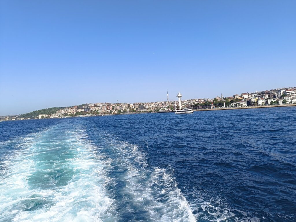 Bosphorus Cruise sailing between Europe and Asia in Istanbul